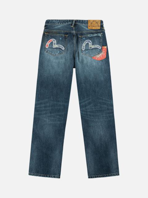 EVISU Boro Patchwork Distressed Seagull Pocket Jeans #2020
