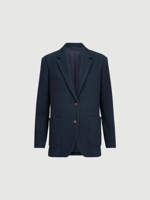 Brunello Cucinelli Sparkling cotton and viscose English rib knit blazer with monili