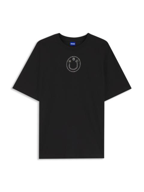 HUGO COTTON-JERSEY T-SHIRT WITH RHINESTONE HAPPY HUGO