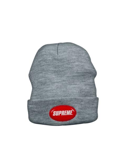 Supreme Rubber Patch Beanie 'Grey'