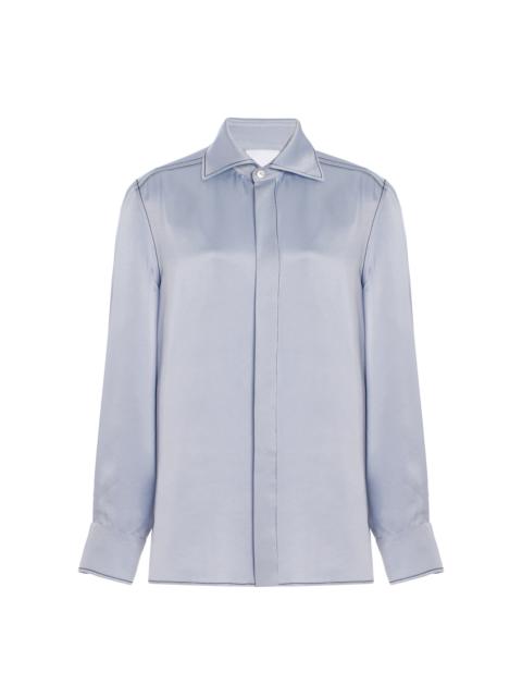 BEVZA Office Satin Shirt blue