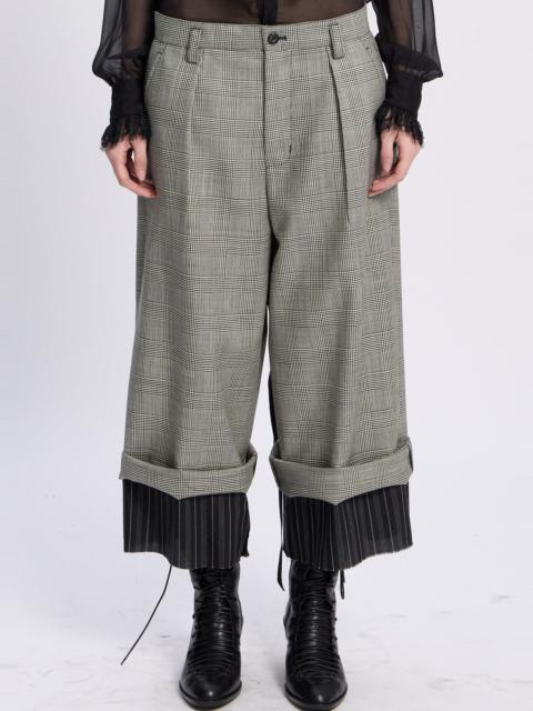 Ann Demeulemeester Helse Wide Leg Cropped Trousers With Lining Cuffs