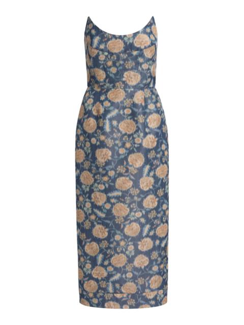 markarian Cypress Dusk Marigold Ikat Midi Dress
