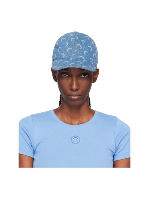 Marine Serre Blue Moon Laser Denim Baseball Cap