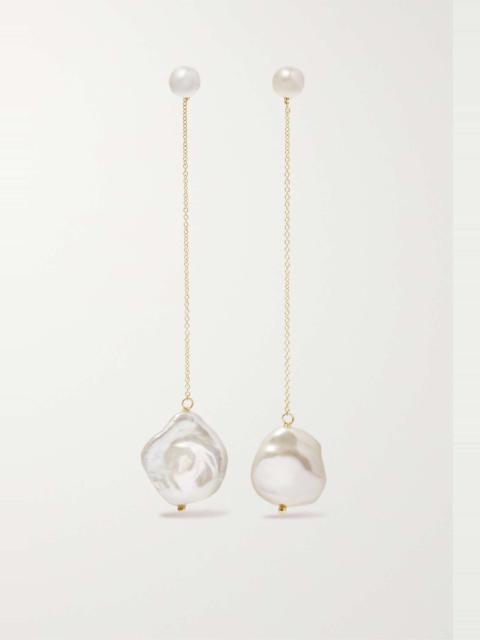 Duality 14-karat gold pearl earrings