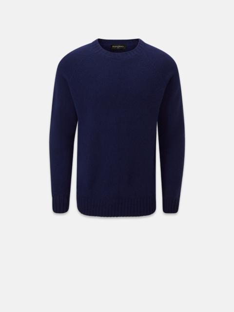 GLOVERALL Men's Henley Lambswool Jumper Navy