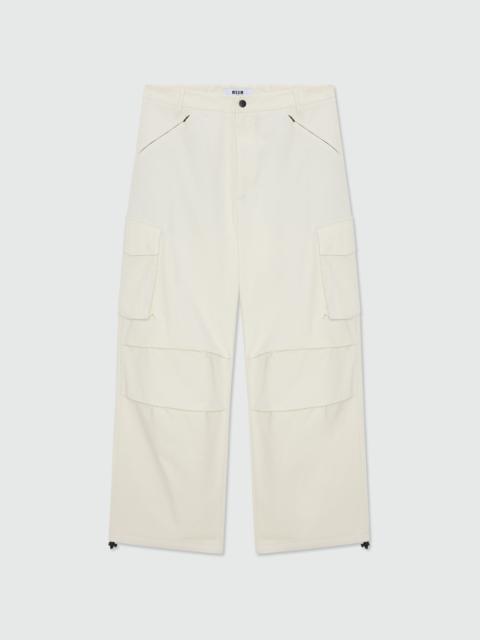 MSGM Ice grey cotton gabardine trousers with patch pocket detail on the leg