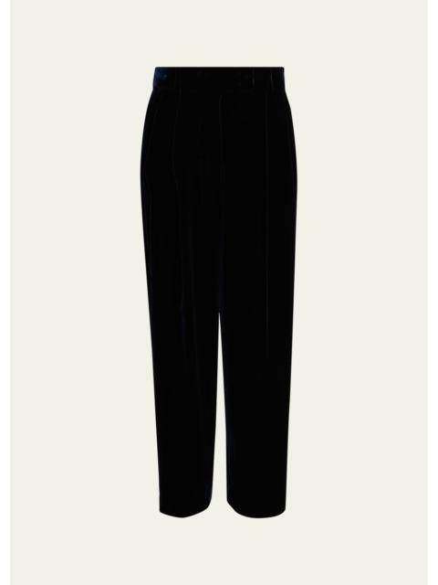 GIORGIO ARMANI Velvet Silk-Blend Pleated Pants