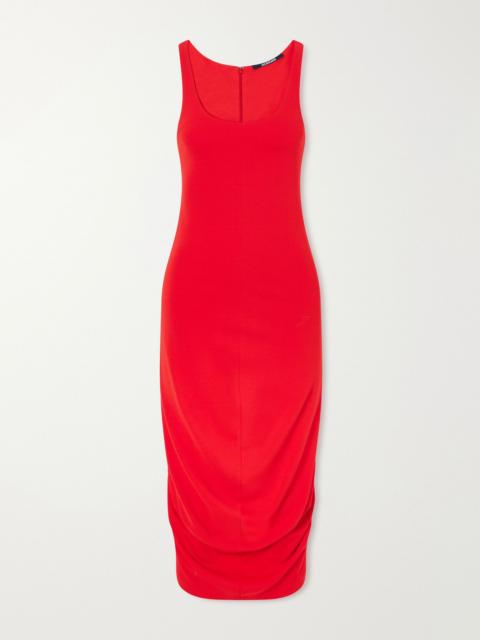 JACQUEMUS La Robe Regata embroidered crepe midi dress Red