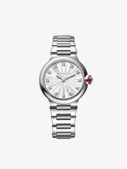 BVLGARI RE00006 Lvcea stainless-steel and 0.22ct diamond automatic watch