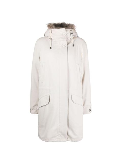 detachable-hood midi parka