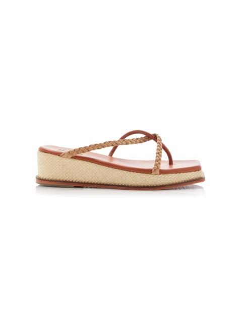 Earthly Heaven Palm, Leather Wedge Sandals tan