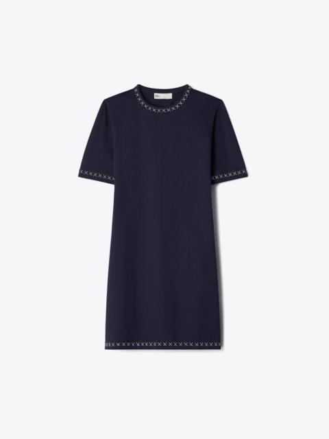 TORY BURCH Embroidered Cotton T-Shirt Dress