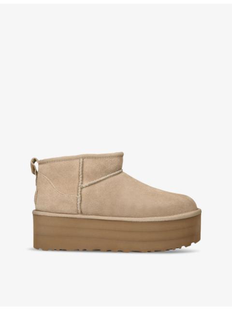 UGG Classic Ultra Mini suede and shearling platform ankle boots