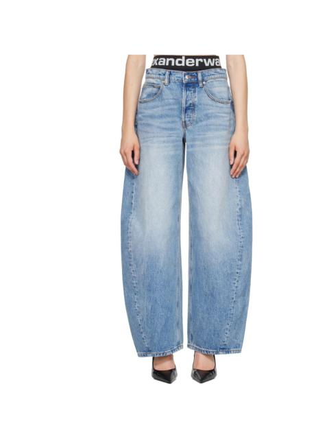 Alexander Wang Blue Blow-Up Logo Waistband Jeans
