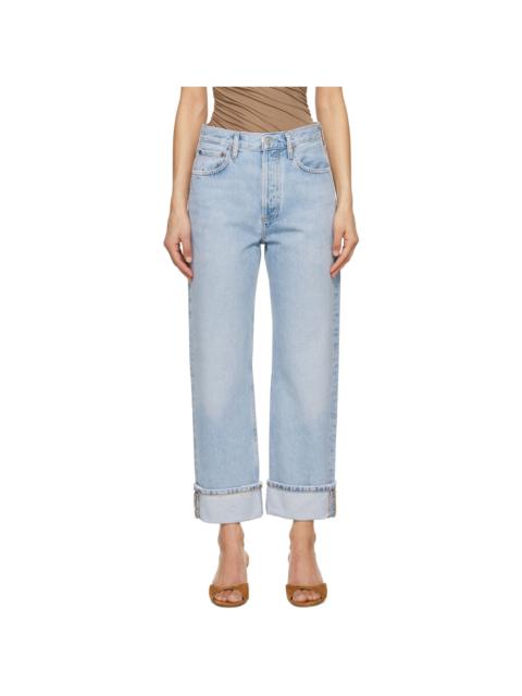 AGOLDE Blue Fran Low Slung Straight Jeans