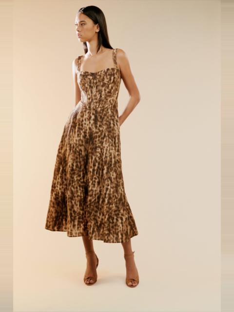 BARDOT Lilah Corset Midi Dress In Leopard