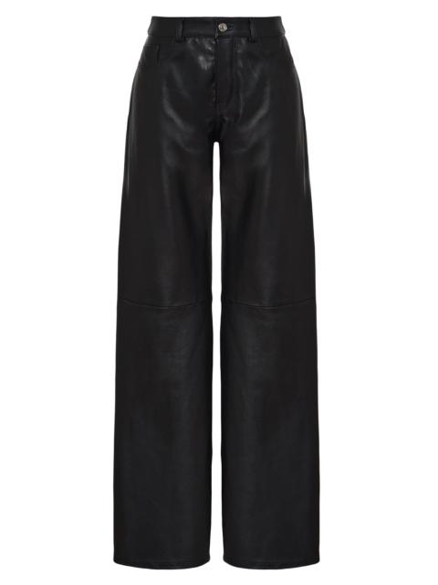 armarium Women's Luke Leather Wide-Leg Pants - Black