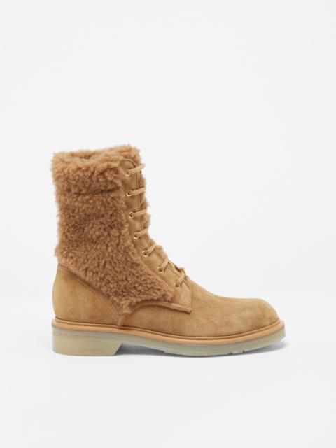 Max Mara BAKYC Leather and camel combat boots