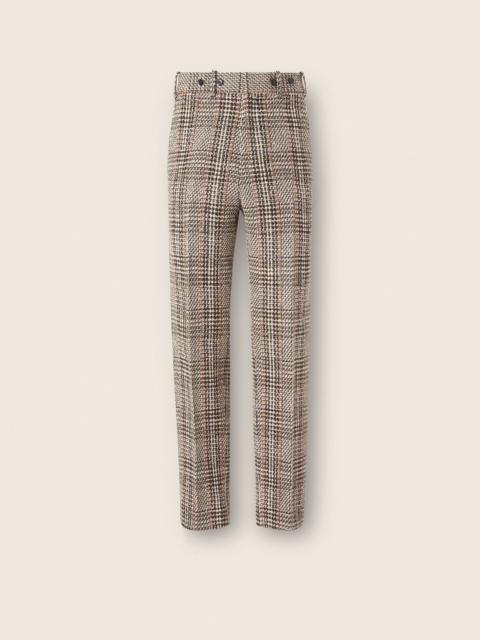 ZEGNA BEIGE OLIVE GREEN AND REDDISH BROWN WOOL AND PAPER YARN BLEND PANTS