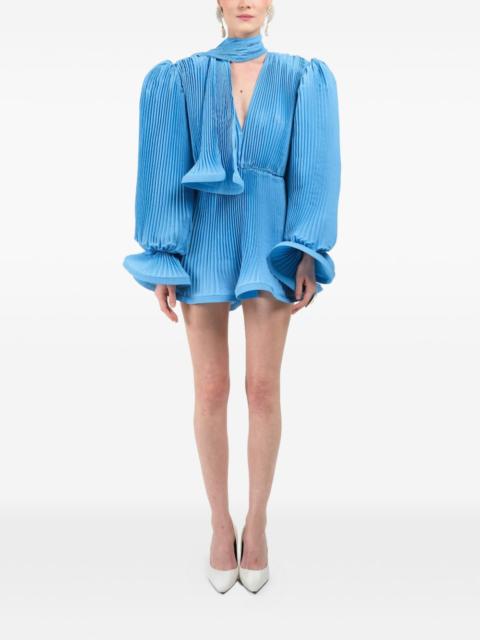 ROWEN ROSE pleated puffy mini dress