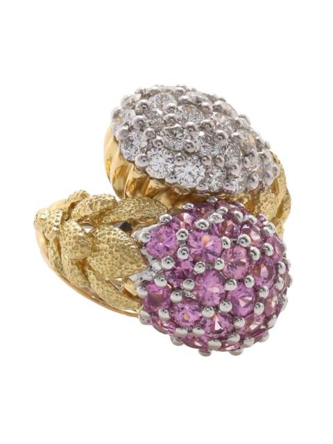 DAVID WEBB Pink Sapphire Diamond Crossover Ring