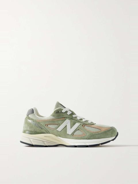 990v4 leather-trimmed suede and mesh sneakers