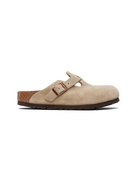 BIRKENSTOCK Taupe Narrow Boston Soft Footbed Slip-on Loafers