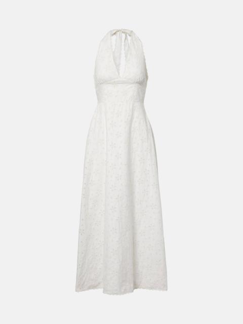 POSSE Salma embroidered halterneck cotton midi dress