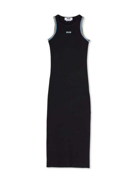 MSGM Ribbed jersey dress with applications and embroidered logo