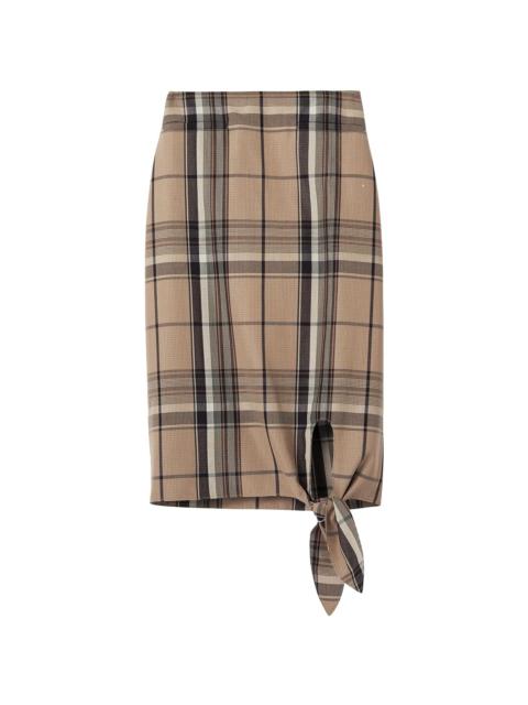 Burberry knot detail check pencil skirt