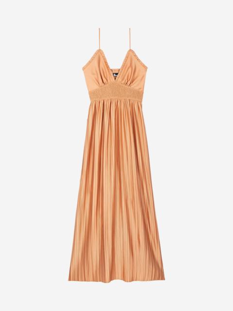 The Kooples LIGHT ORANGE PLEATED MAXI DRESS