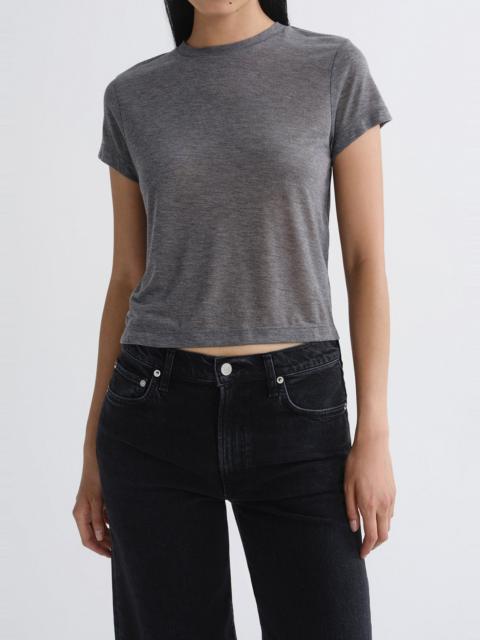 AGOLDE ADINE SHRUNKEN TEE (TENCEL JERSEY) IN GREY HEATHER