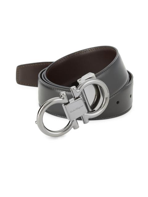 FERRAGAMO Men's Gancini Buckle Cut-to-Size Reversible Belt - Nero