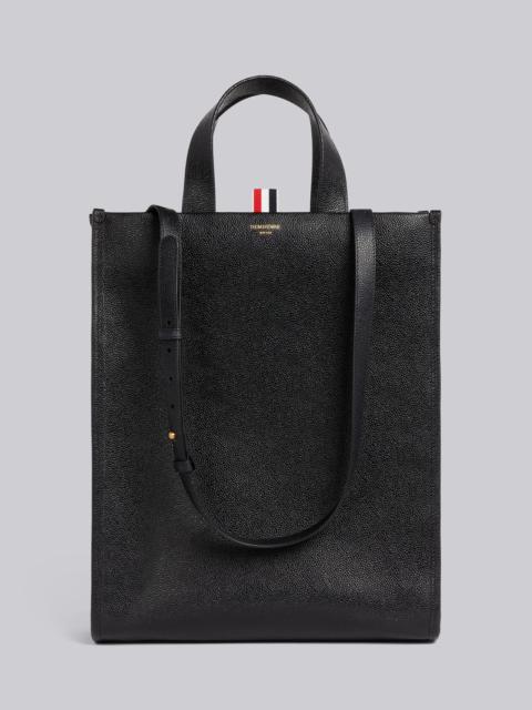 Thom Browne Black Pebble Grain Leather Shoulder Strap Tote