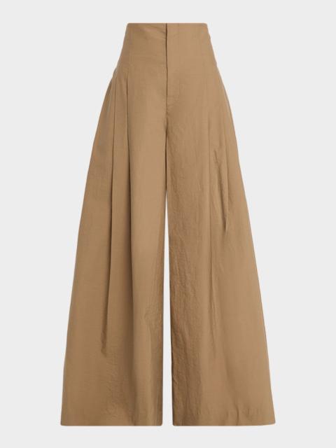 Brunello Cucinelli Techno Cotton Poplin Maxi Wide-Leg Trousers
