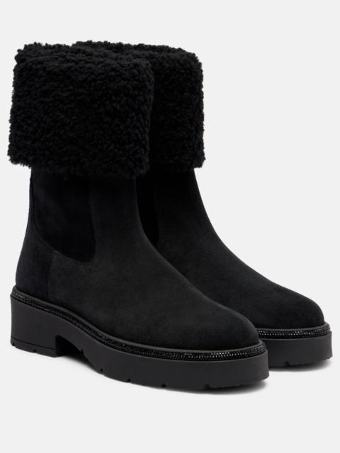 RENE CAOVILLA Embellished suede Chelsea boots