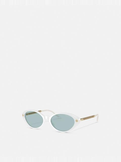VERSACE Tubular Greca Oval Sunglasses