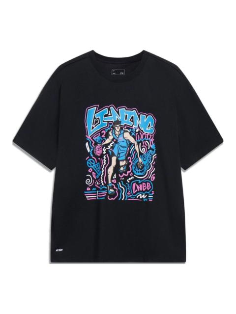Li-Ning Hoops Comics Graphic T-shirt 'Black' AHST569-2