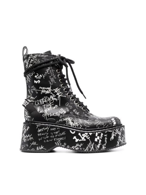 DSQUARED2 graphic-print lace-up boots