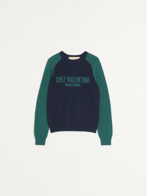 Valentino WOOL AND COTTON SWEATER WITH CHEZ VALENTINO JACQUARD PATTERN