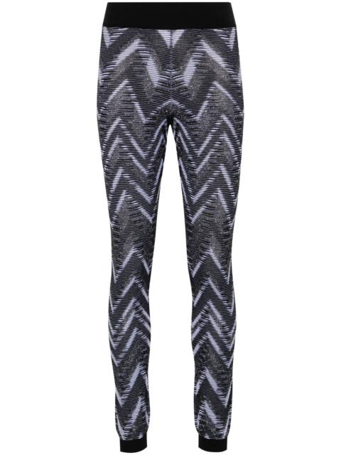 black zigzag-woven Lurex leggings