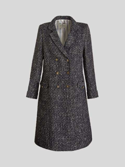 BOUCLÉ OVERCOAT WITH PEGASO BUTTONS