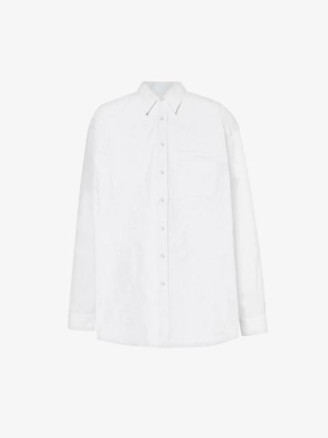 Y/Project Scrunched brand-embroidered cotton shirt