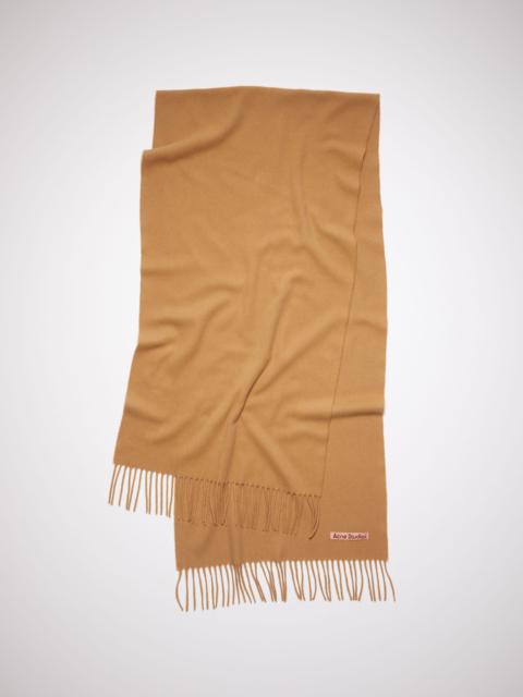 Cashmere fringe scarf - Narrow - Dark camel