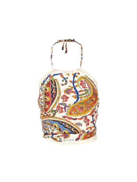 FLORAL PAISLEY SILK SCARF TOP