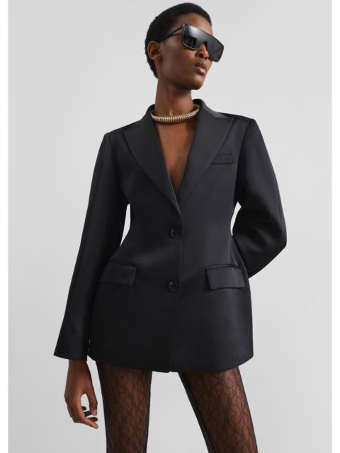 The Frankie Shop Colette Hourglass Satin Blazer - Black