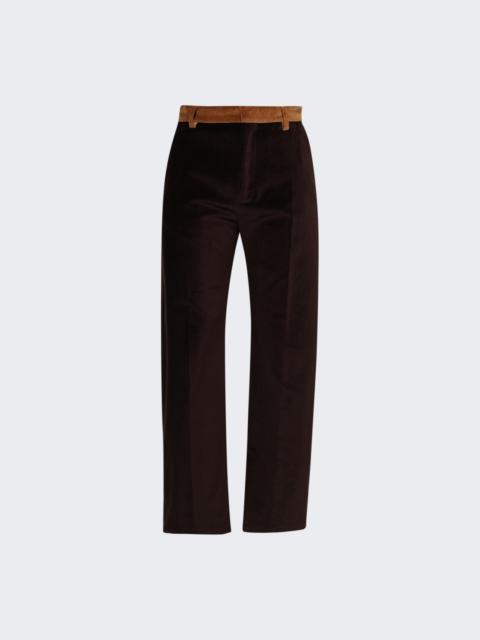 Marni Velvet Trousers With Contrast Waistband Wenge