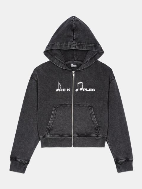 The Kooples BLACK HOODIE WITH SERIGRAPHY
