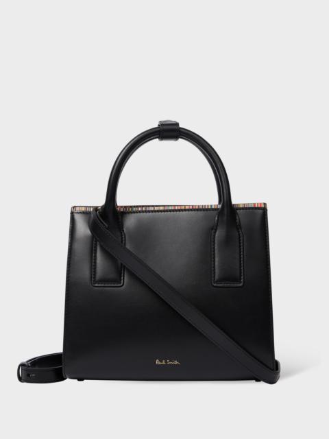 Paul Smith Women's Black Leather 'Signature Stripe' Top Handle Bag